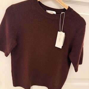 Vince women's short sleeve crewneck burgundy sweater